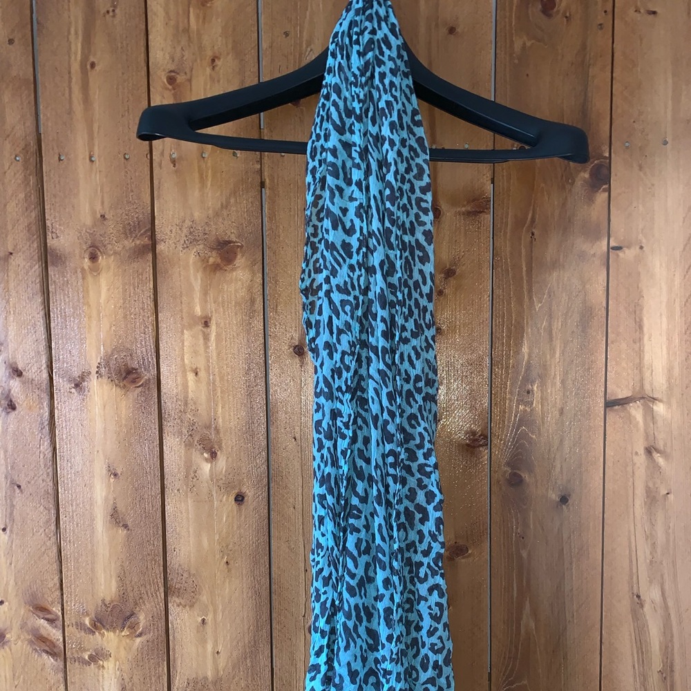 Turquoise animal print scarf